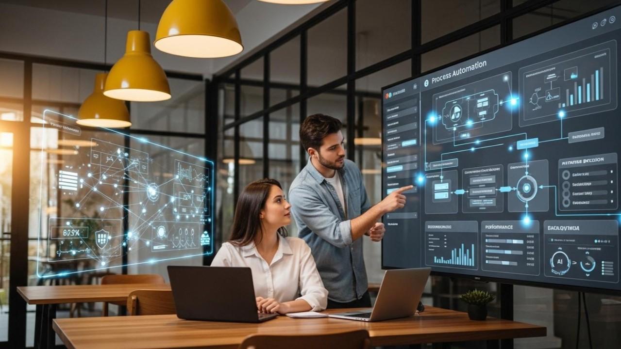 Team collaborating on AI workflow automation